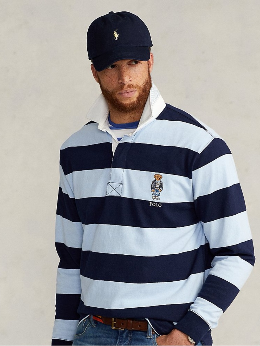 Ralph Lauren Polo Bear Jersey Rugby Shirt Men’s Size XXL Striped Embroidered